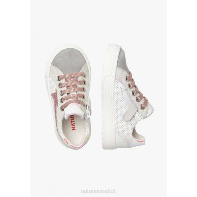 Kids Naturino Grey-Pink BLITZ ZIP. Leather and Suede Sneakers J6T6423
