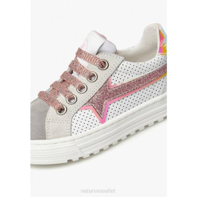 Kids Naturino Grey-Pink BLITZ ZIP. Leather and Suede Sneakers J6T6423