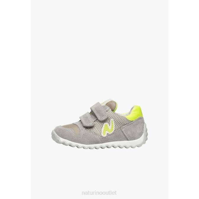 Kids Naturino Grey SAMMY 2 VL. Leather and Fabric Sneakers J6T6454