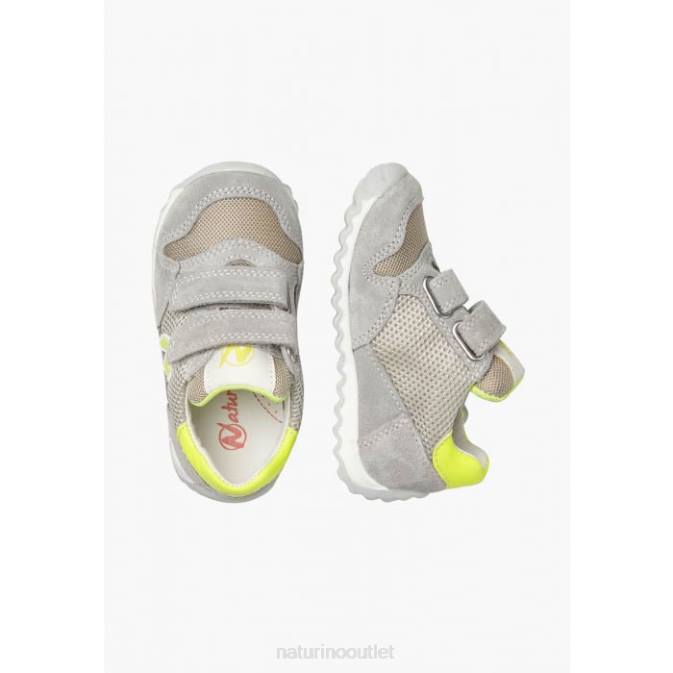Kids Naturino Grey SAMMY 2 VL. Leather and Fabric Sneakers J6T6454