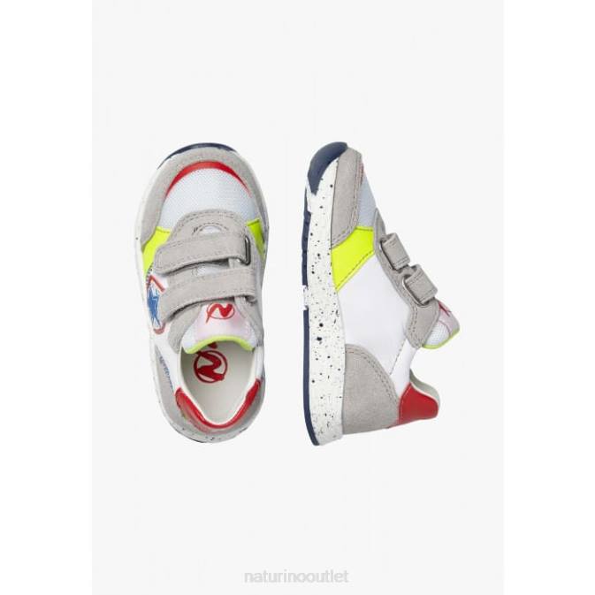 Kids Naturino Grey-White JESKO STAR VL. Suede and Fabric Sneakers J6T6511