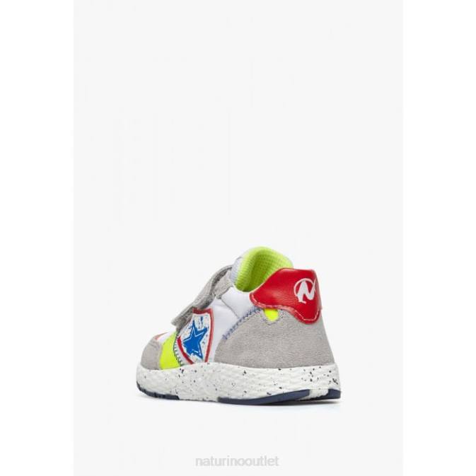 Kids Naturino Grey-White JESKO STAR VL. Suede and Fabric Sneakers J6T6511