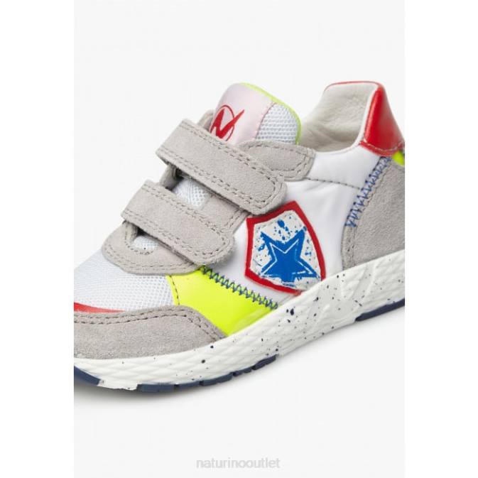 Kids Naturino Grey-White JESKO STAR VL. Suede and Fabric Sneakers J6T6511