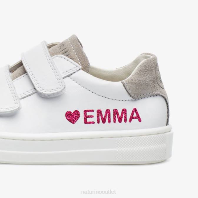 Kids Naturino Grey/White TWINS VL Leather Sneakers J6T6603