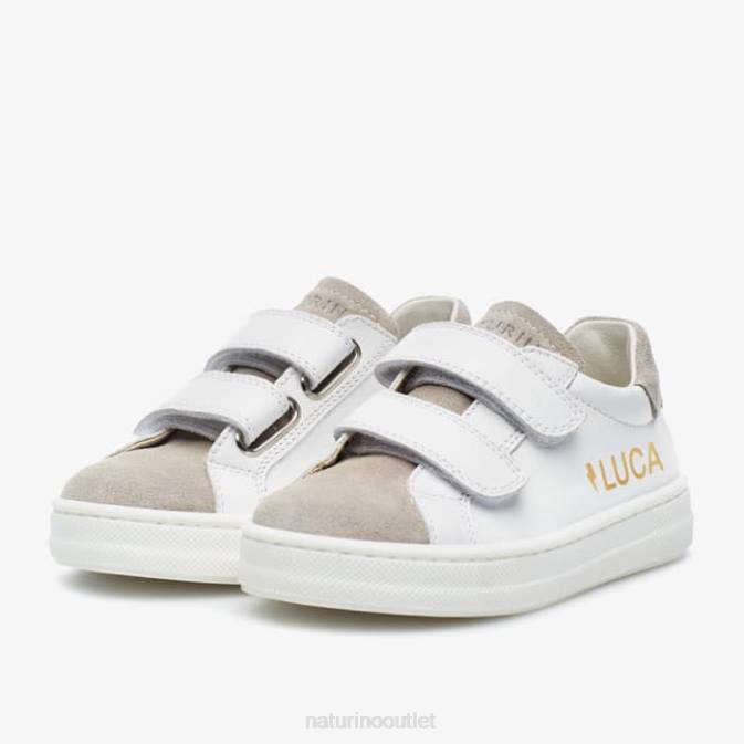 Kids Naturino Grey/White TWINS VL Leather Sneakers J6T6603