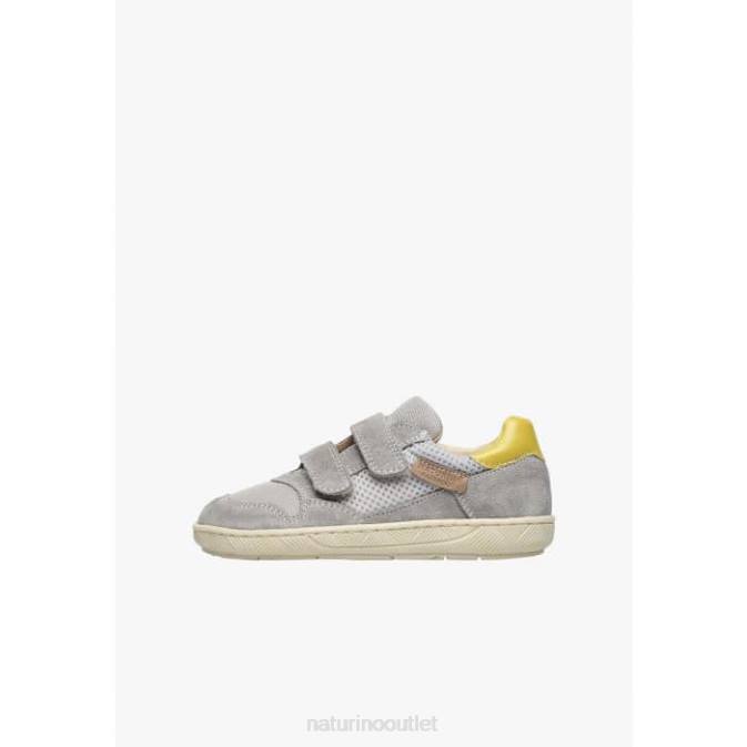 Kids Naturino Grey-Yellow LILOX VL Suede and Fabric Sneakers J6T6478
