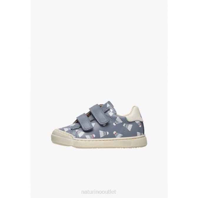 Kids Naturino Light Blue EINDHOVEN VL Leather Sneakers with Print J6T6458