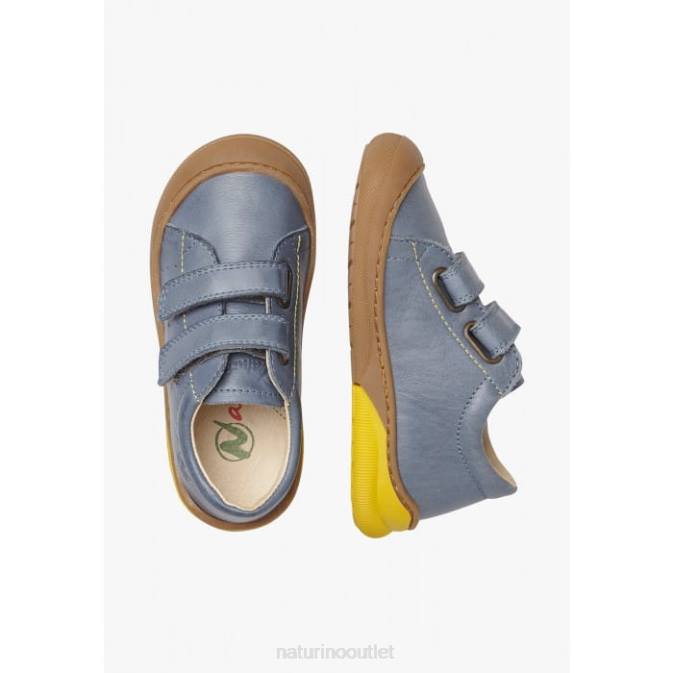 Kids Naturino Light Blue GABBY VL First Steps Shoes In Nappa Leather J6T6436