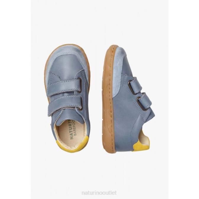 Kids Naturino Light Blue KOALITOS Nappa Leather and Suede Sneakers J6T6438