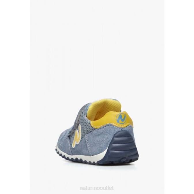 Kids Naturino Light Blue SAMMY 2 VL. Leather and Fabric Sneakers J6T6415