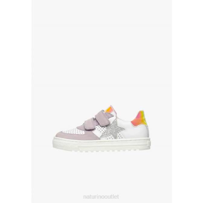 Kids Naturino Lilac-White HESS VL. Leather and Suede Sneakers J6T6502