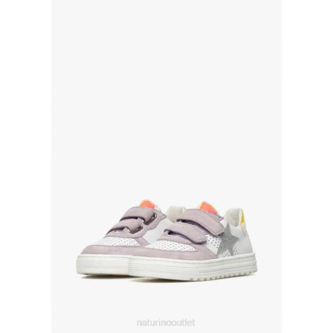 Kids Naturino Lilac-White HESS VL. Leather and Suede Sneakers J6T6502