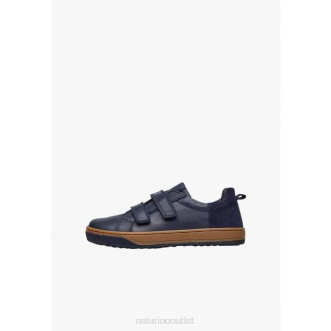 Kids Naturino Navy CALEB VL Nappa Leather and Suede Sneakers J6T6435