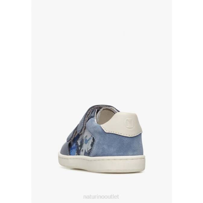 Kids Naturino Navy-Grey KOZUC VL Leather and Suede Sneakers J6T6447