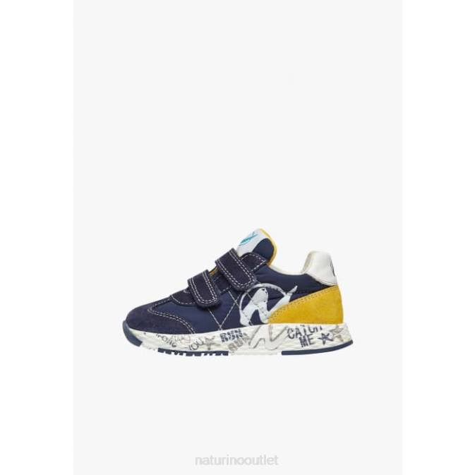 Kids Naturino Navy JESKO VL. Suede and Technical Fabric Sneakers J6T6504