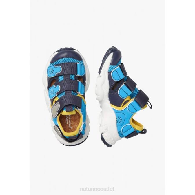 Kids Naturino Navy-Light Blue RAY JUNIOR VL. Eco Leather and Fabric Sneakers J6T630