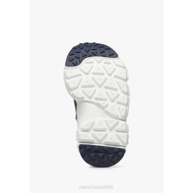 Kids Naturino Navy-Light Blue RAY JUNIOR VL. Eco Leather and Fabric Sneakers J6T630