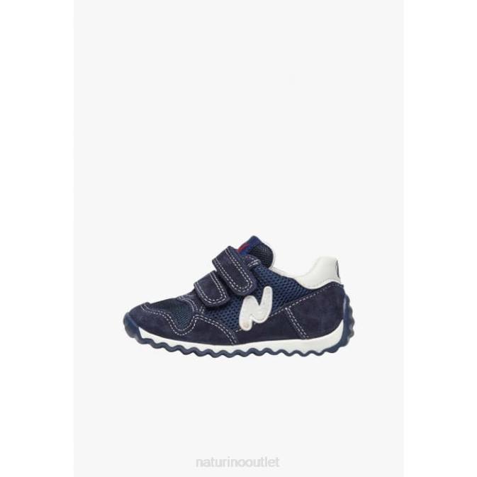 Kids Naturino Navy SAMMY 2 VL. Leather and Fabric Sneakers J6T6493