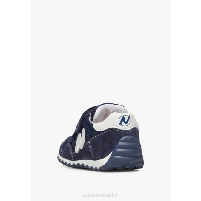 Kids Naturino Navy SAMMY 2 VL. Leather and Fabric Sneakers J6T6493