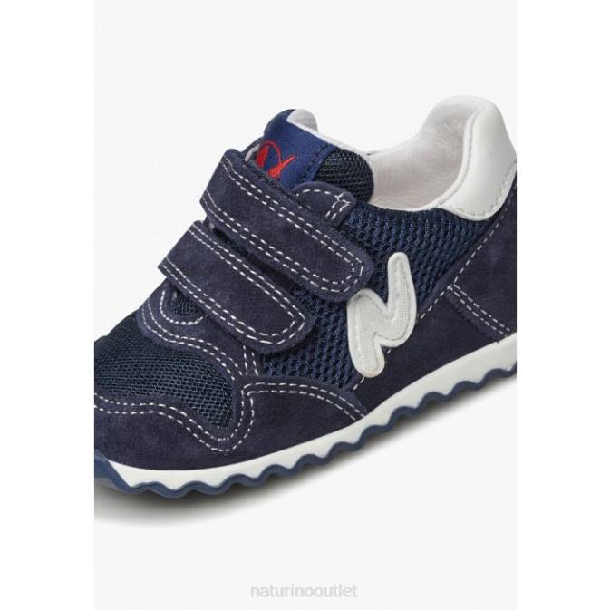 Kids Naturino Navy SAMMY 2 VL. Leather and Fabric Sneakers J6T6493