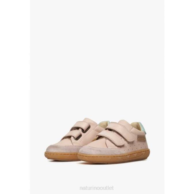 Kids Naturino Pink KOALITOS Nappa Leather and Suede Sneakers J6T6481
