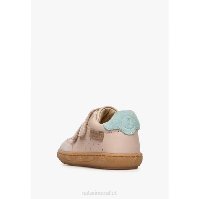 Kids Naturino Pink KOALITOS Nappa Leather and Suede Sneakers J6T6481