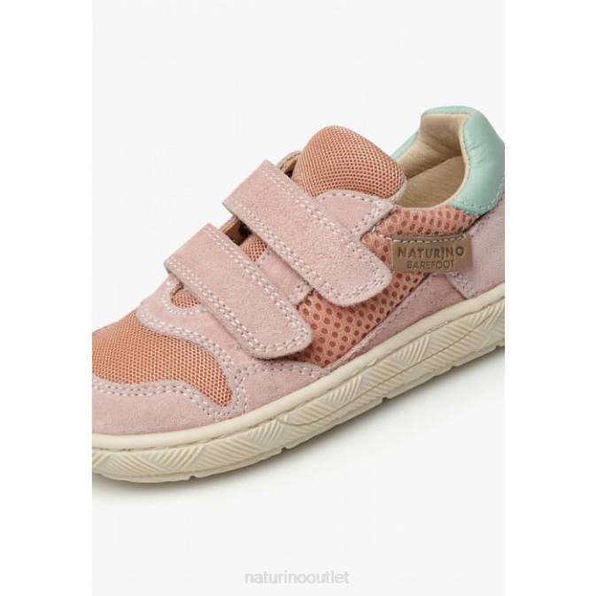Kids Naturino Pink LILOX VL Suede and Fabric Sneakers J6T6514