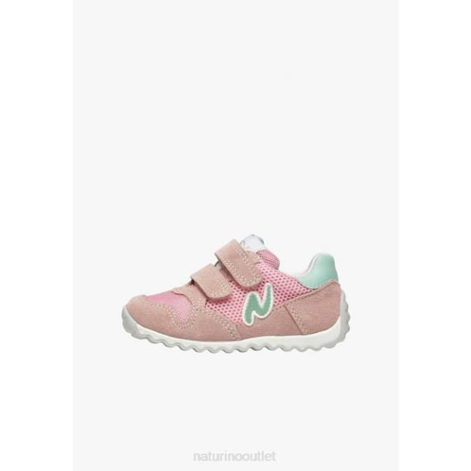 Kids Naturino Pink SAMMY 2 VL. Leather and Fabric Sneakers J6T6428