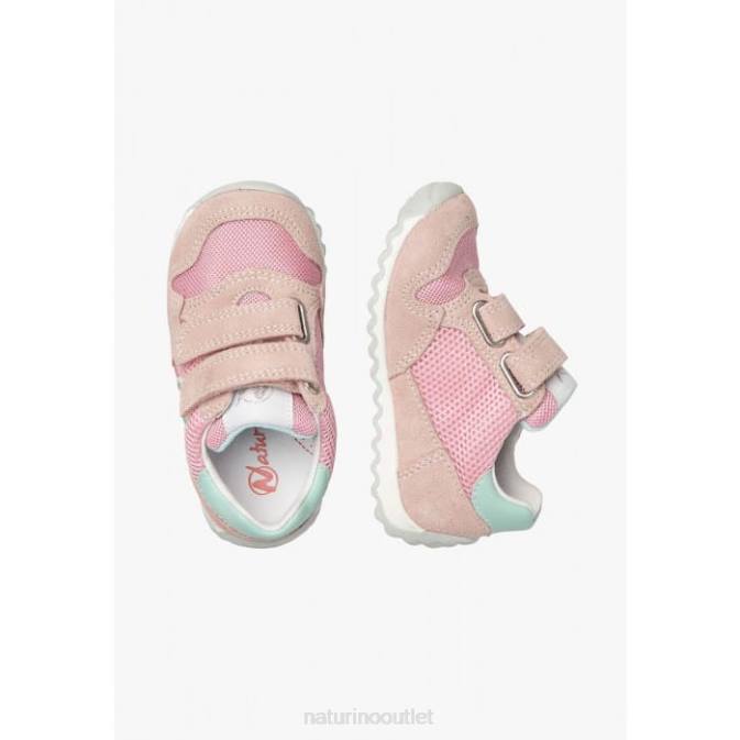 Kids Naturino Pink SAMMY 2 VL. Leather and Fabric Sneakers J6T6428