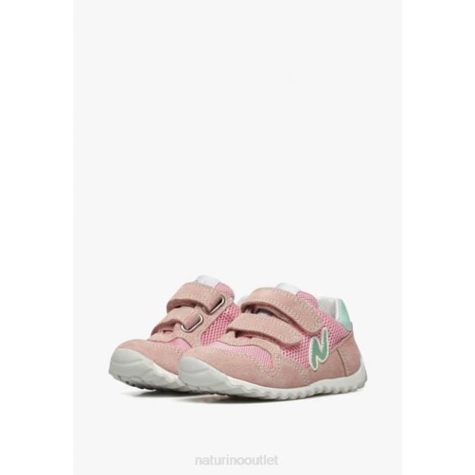 Kids Naturino Pink SAMMY 2 VL. Leather and Fabric Sneakers J6T6428