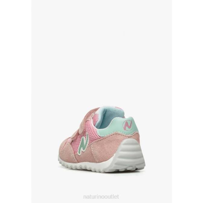 Kids Naturino Pink SAMMY 2 VL. Leather and Fabric Sneakers J6T6428