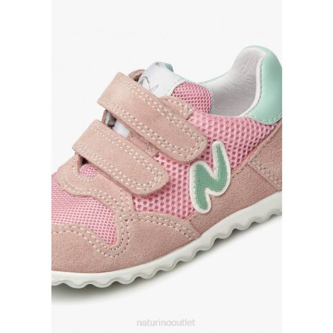Kids Naturino Pink SAMMY 2 VL. Leather and Fabric Sneakers J6T6428