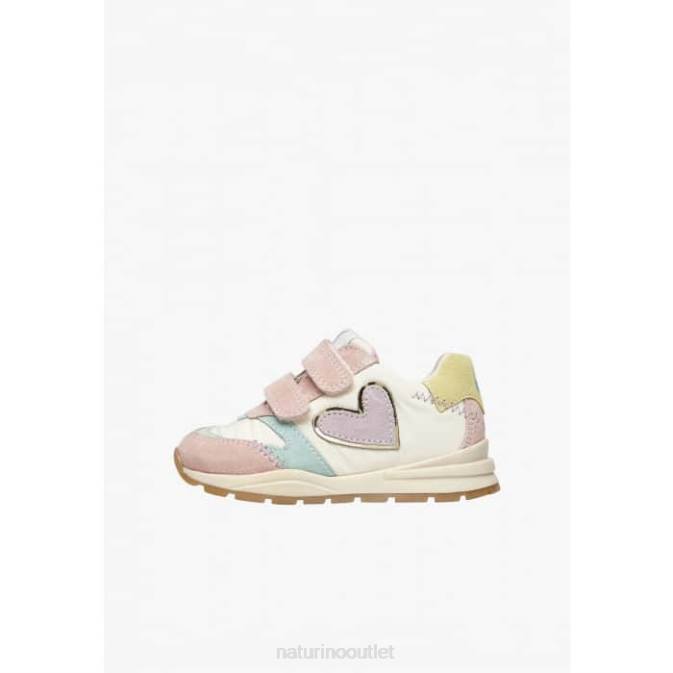 Kids Naturino Pink-White QUELLY VL Suede and Fabric Sneakers J6T6412