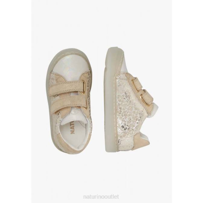 Kids Naturino Platinum EINDHOVEN VL Leather and Suede Sneakers J6T6399