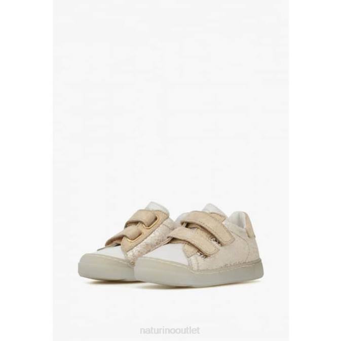 Kids Naturino Platinum EINDHOVEN VL Leather and Suede Sneakers J6T6399