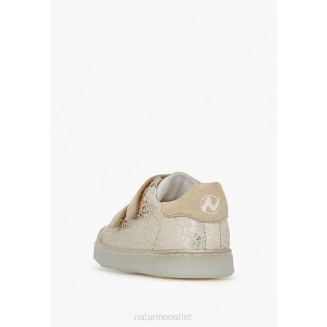 Kids Naturino Platinum EINDHOVEN VL Leather and Suede Sneakers J6T6399