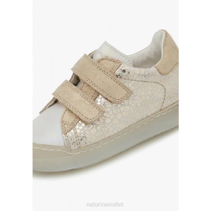 Kids Naturino Platinum EINDHOVEN VL Leather and Suede Sneakers J6T6399