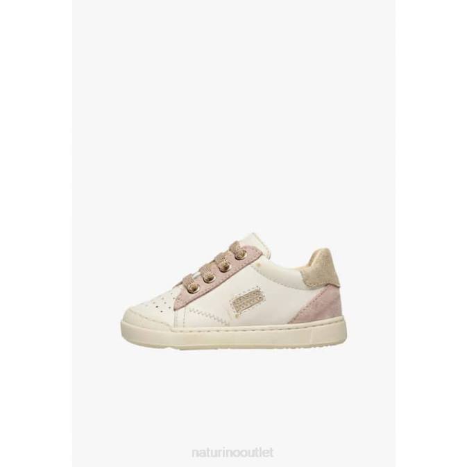 Kids Naturino Platinum-Powder Pink FALUK ZIP Leather and Suede Sneakers J6T6477