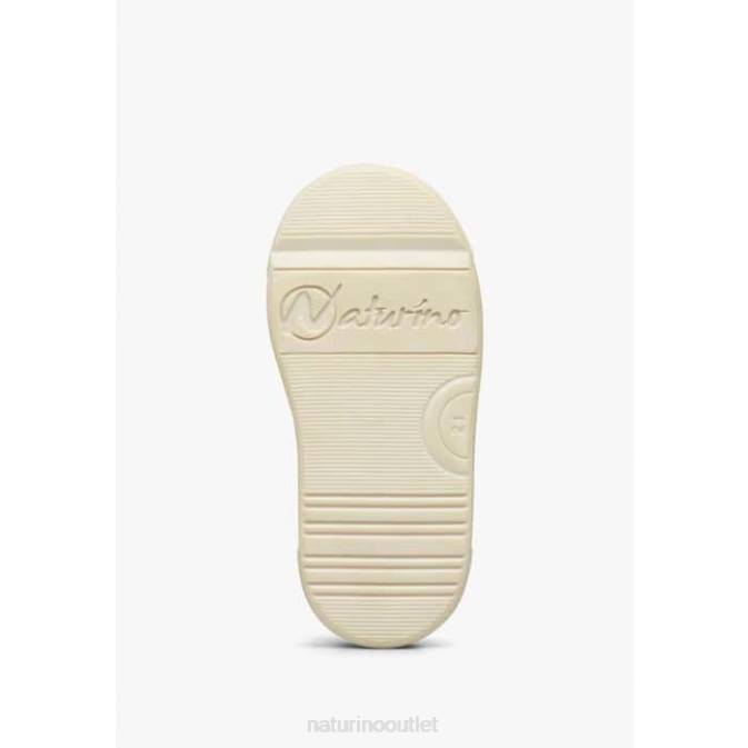 Kids Naturino Platinum-Powder Pink FALUK ZIP Leather and Suede Sneakers J6T6477