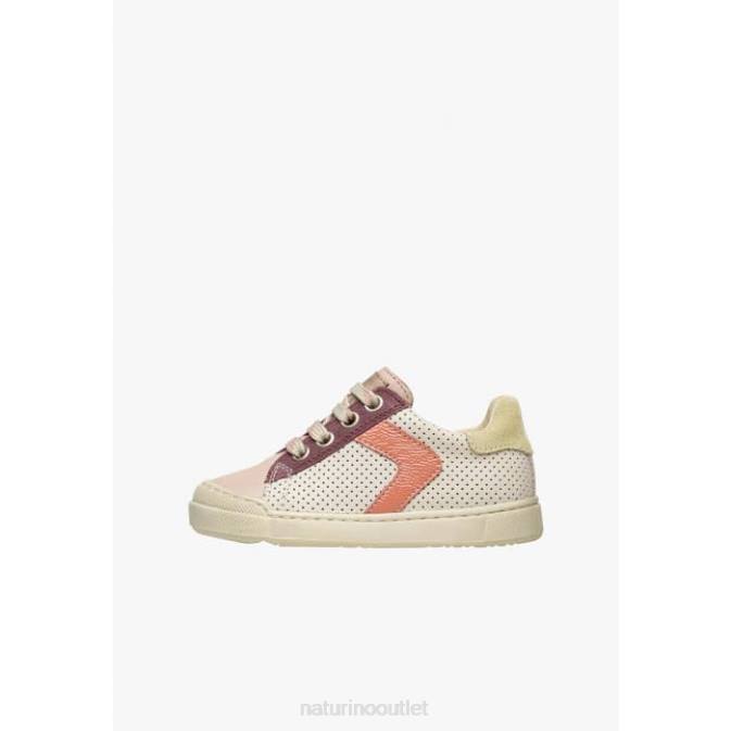 Kids Naturino Powder Pink-Cream CLARENDON ZIP Leather and Suede Sneakers J6T6503
