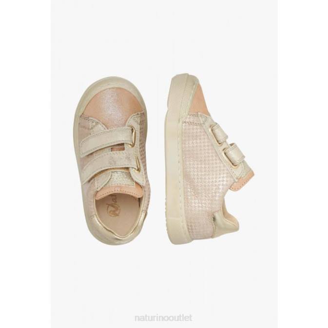 Kids Naturino Powder Pink-Platinum CLARENDON VL Leather and Suede Sneakers J6T6440