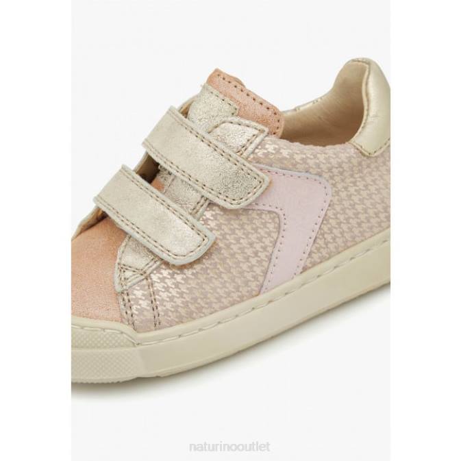 Kids Naturino Powder Pink-Platinum CLARENDON VL Leather and Suede Sneakers J6T6440