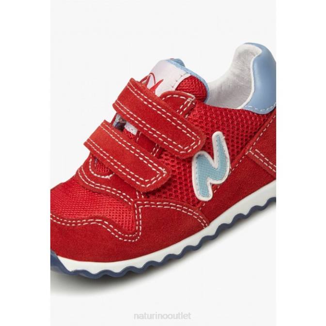 Kids Naturino Red SAMMY 2 VL. Leather and Fabric Sneakers J6T6418