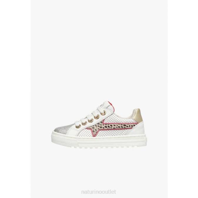 Kids Naturino Silver BLITZ ZIP. Leather Sneakers J6T6507