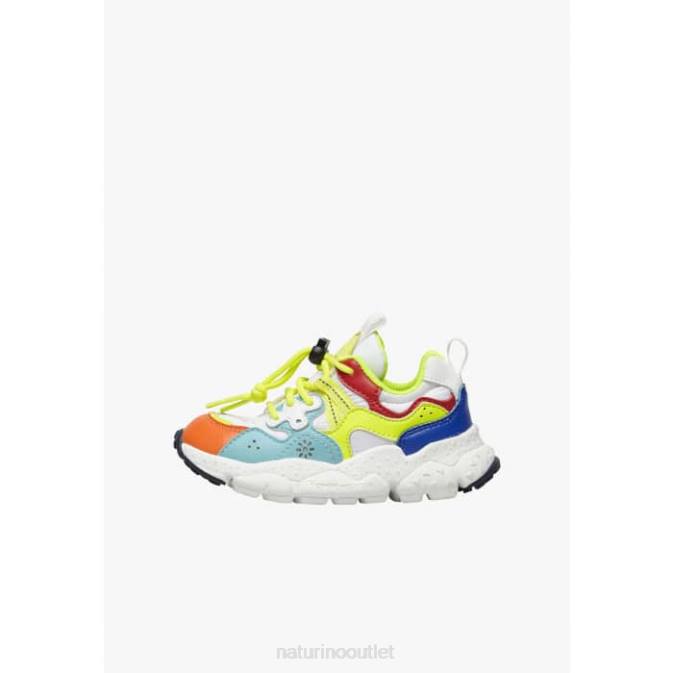 Kids Naturino Turquoise-Fluo Yellow YAMANO 3 JUNIOR. Eco Leather and Technical Fabric Sneakers J6T634