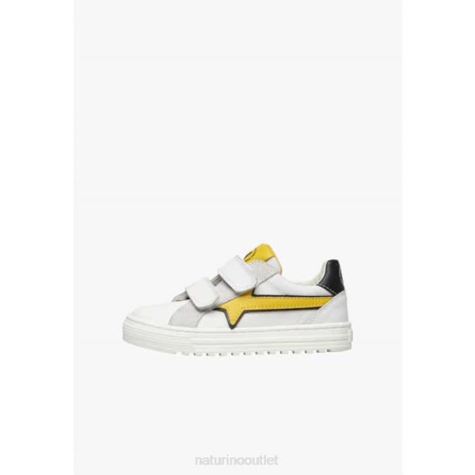 Kids Naturino White BLITZ VL. Leather and Fabric Sneakers J6T6483