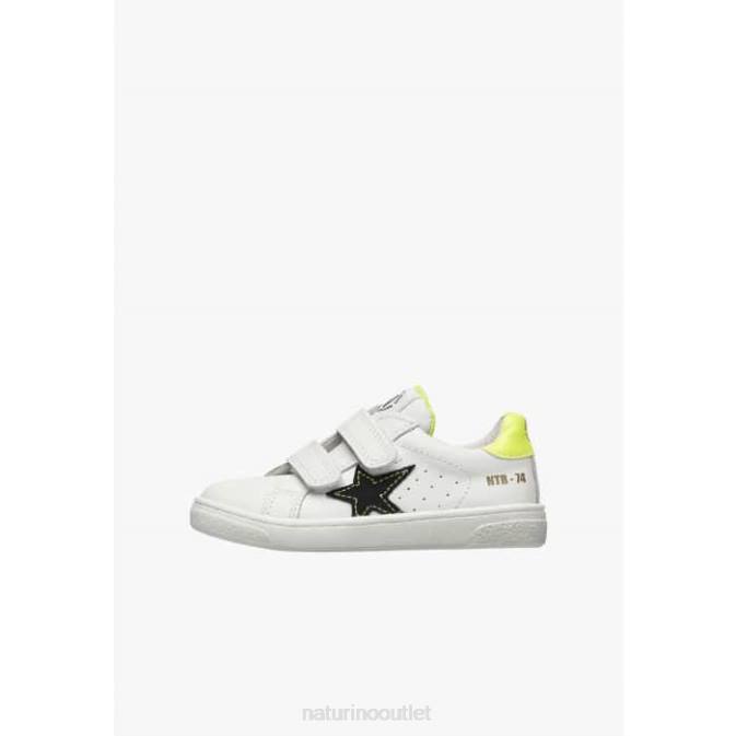 Kids Naturino White-Black PINN VL. Leather and Suede Sneakers J6T6457
