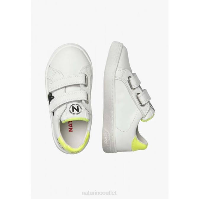 Kids Naturino White-Black PINN VL. Leather and Suede Sneakers J6T6457