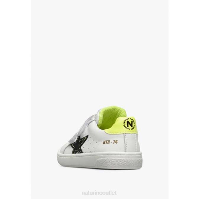 Kids Naturino White-Black PINN VL. Leather and Suede Sneakers J6T6457