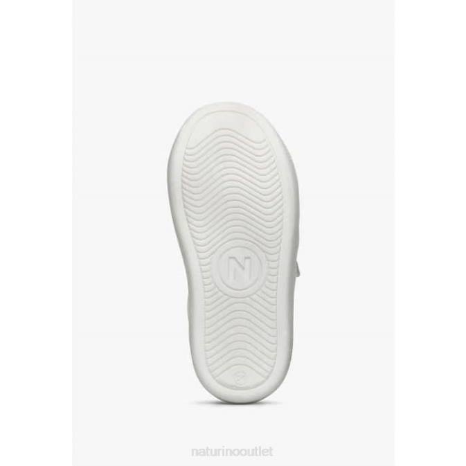 Kids Naturino White-Black PINN VL. Leather and Suede Sneakers J6T6457